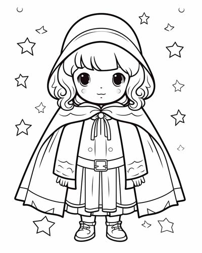 Little Red Riding Hood coloring worksheet for addition practice