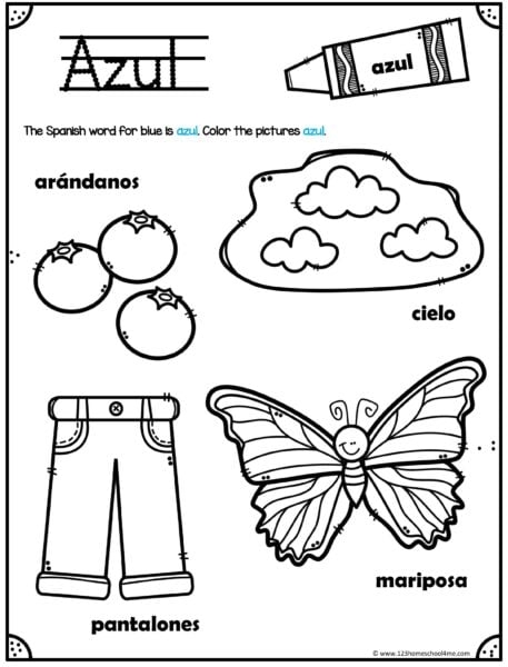 Spanish Colors Worksheet for Second Grade Lesson 19 Second grade students learning Spanish color vocabulary on a fun worksheet 19