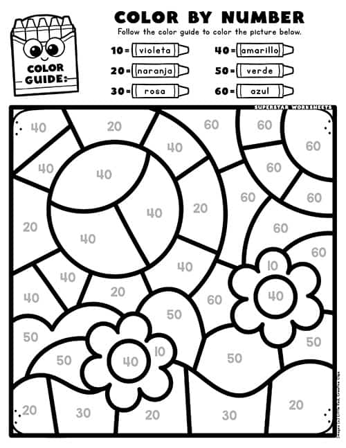 Second Grade Colors in Spanish Learning Worksheet 20 Colorful Spanish learning activity for second grade students with basic color vocabulary translations