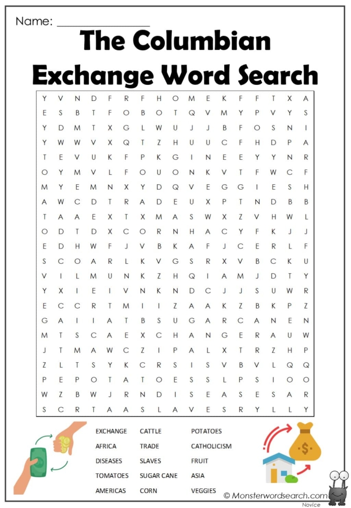 Phonics worksheet for Sixth Grade Worksheet focused on the Columbian Exchange for sixth graders, featuring engaging activities. Educational resource showcasing the impact of the Columbian Exchange through interactive exercises.
