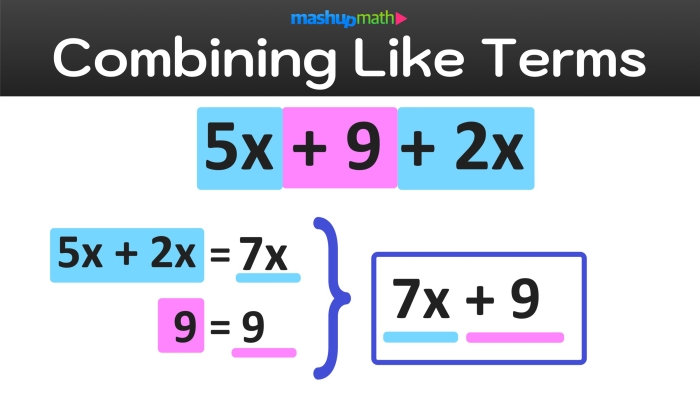 Eighth grade student solving linear equations by combining like terms on a worksheet