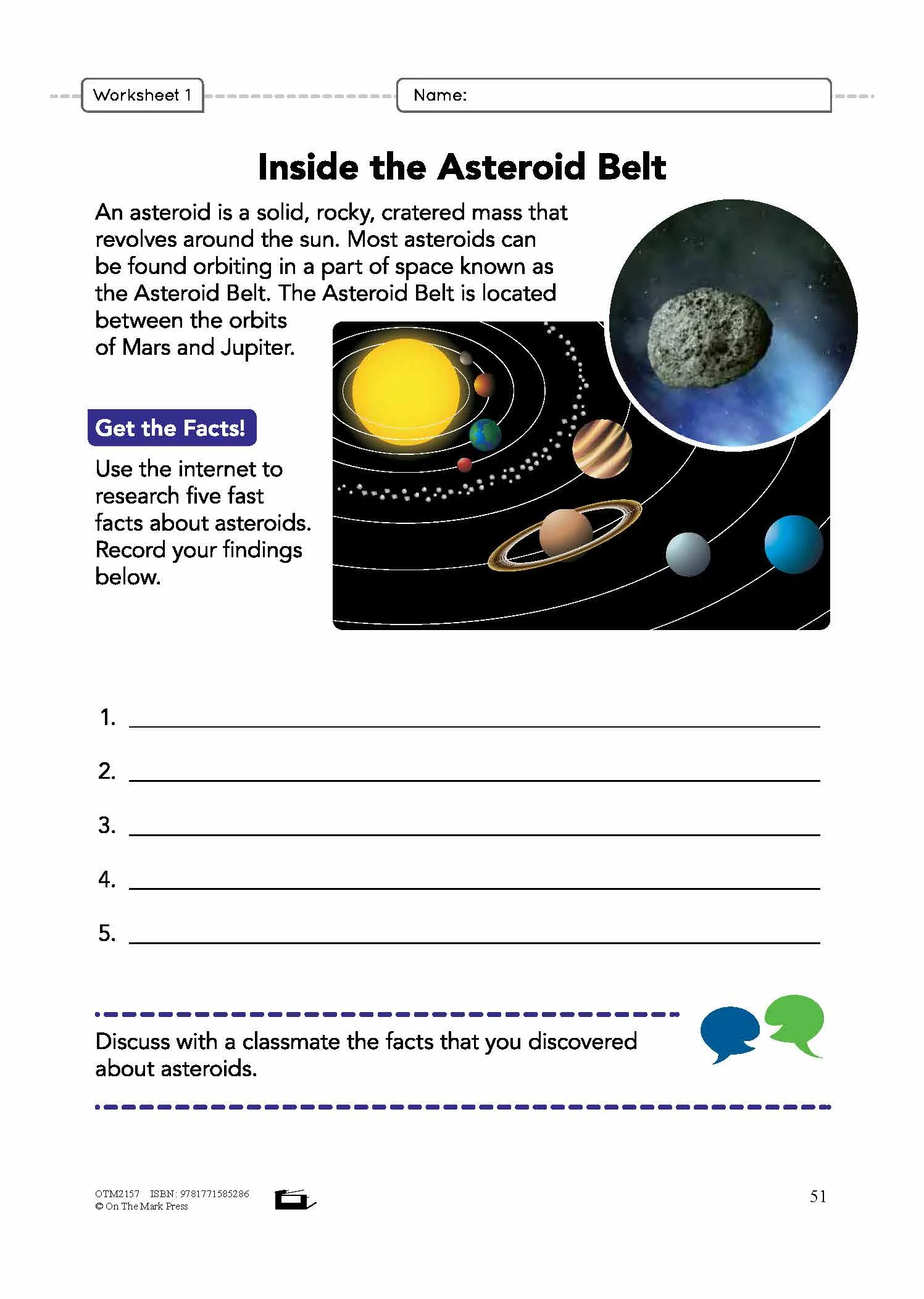 Comets and Asteroids Vocabulary Worksheet for 5th Grade Science Lesson 5 Fifth grade students learning about space science with a comet and asteroid vocabulary worksheet