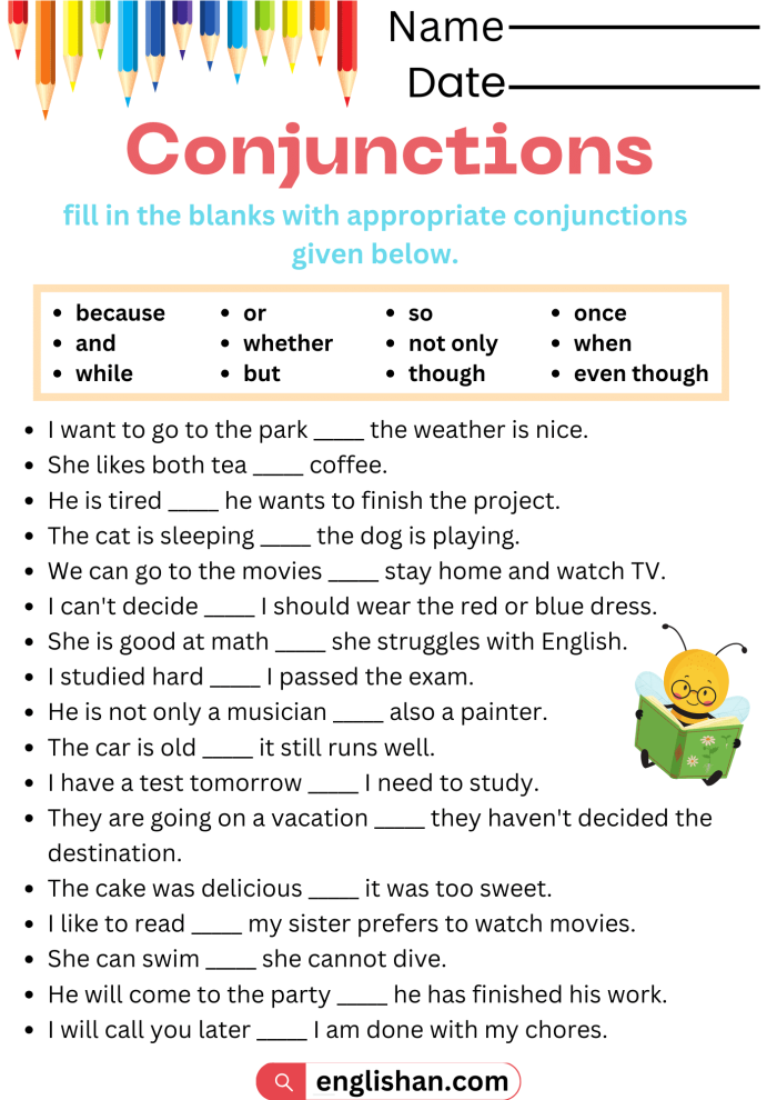 Third grade students learning to connect sentences with conjunctions and commas on a worksheet