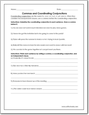 Third grade students practice combining sentences with commas and conjunctions on this grammar worksheet activity