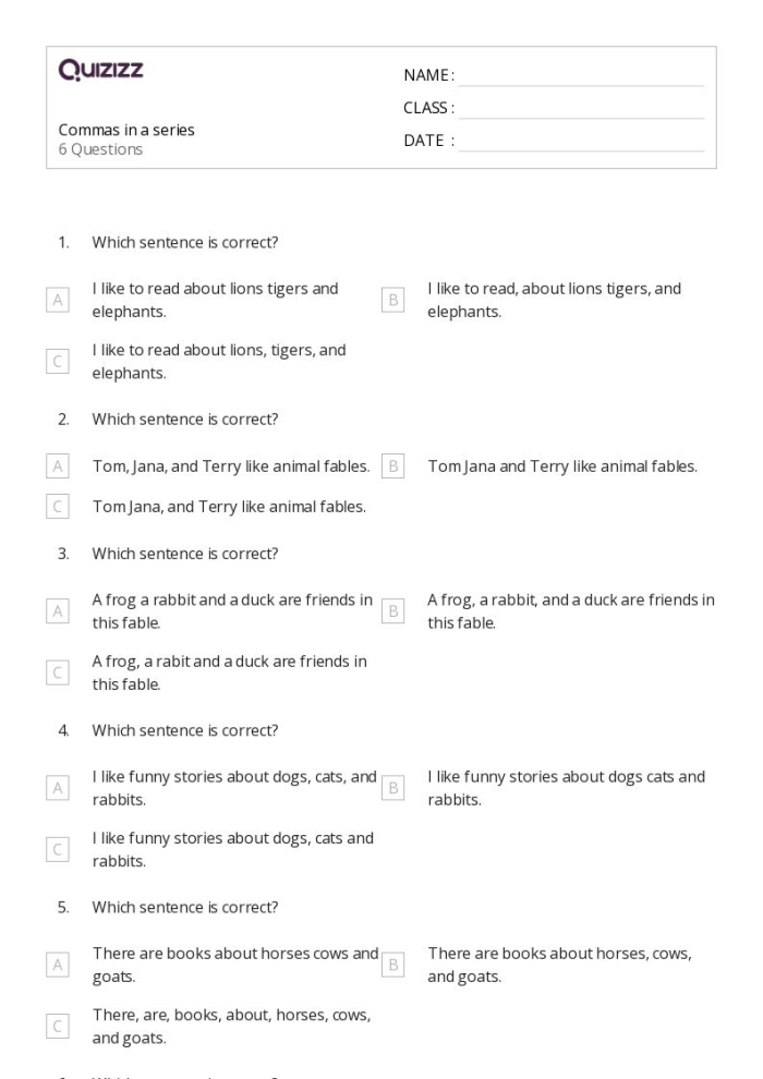 Commas in a Series Worksheet 22 Life Science Grammar Practice Fifth grade Life Science grammar worksheet featuring exercises on using commas in a series.
