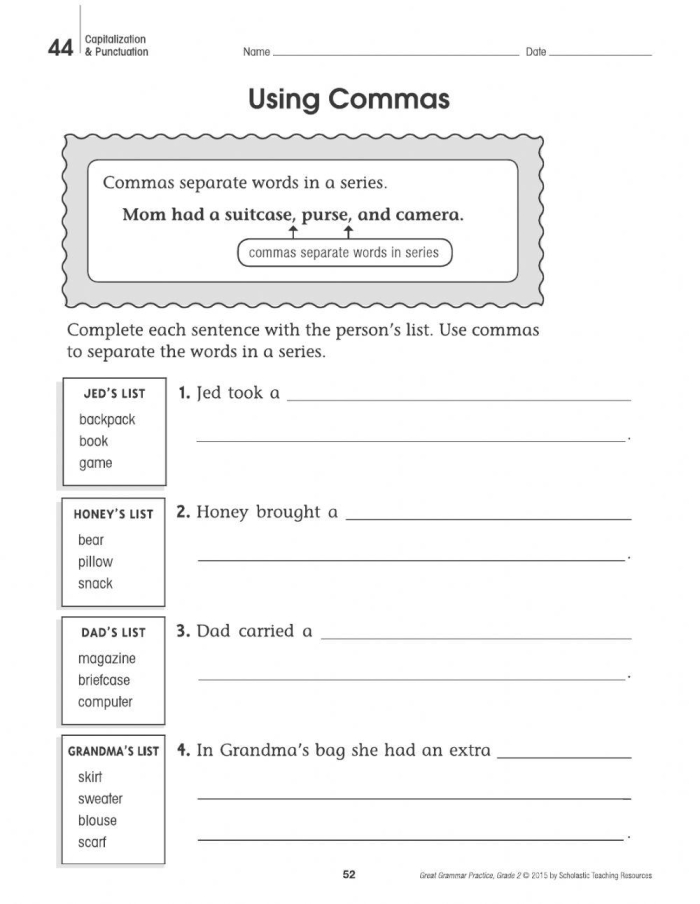 Commas in a Series Life Science Worksheet for Fifth Grade Number 14 Fifth grade students practicing how to use commas in a series with this Life Science grammar worksheet