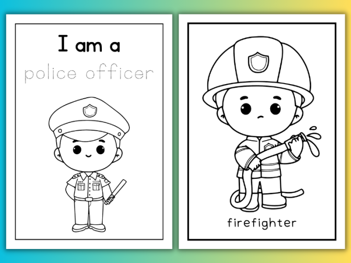 Children matching community helpers with their respective vehicles on a colorful worksheet