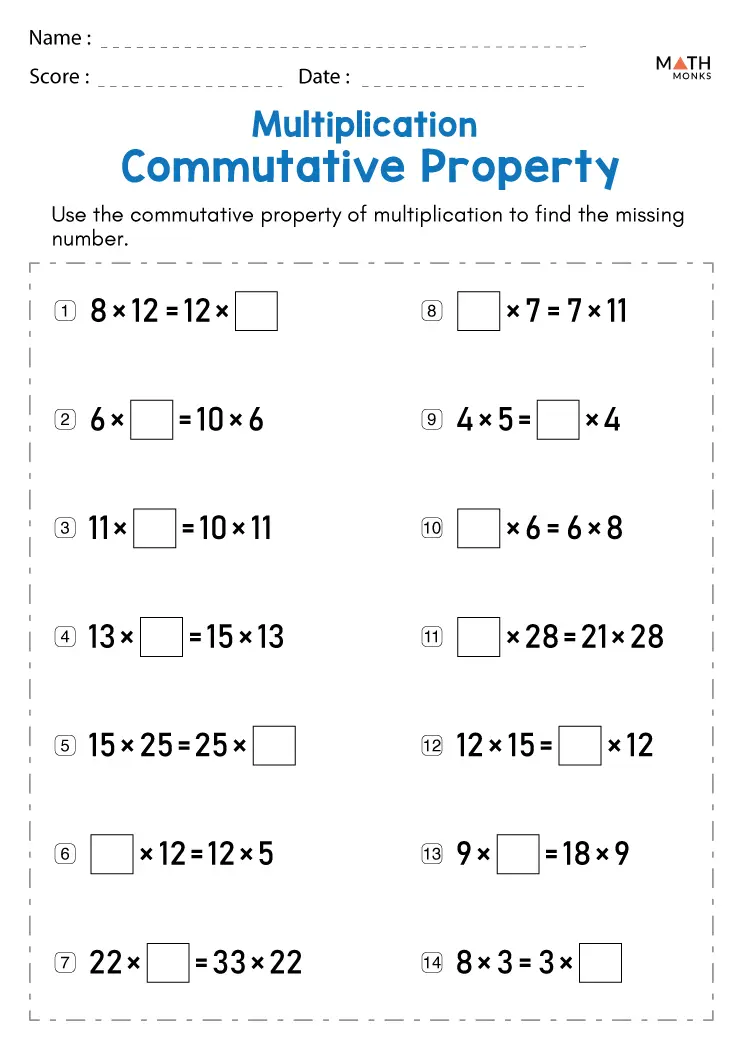 Practicing Commutative Property with Arrays Worksheet for Third Grade Math Third grade students learning the commutative property of multiplication using visual array worksheets