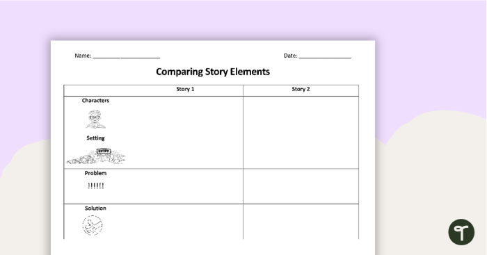 Third grade student worksheet comparing and contrasting two fictional stories about a first day at a new school