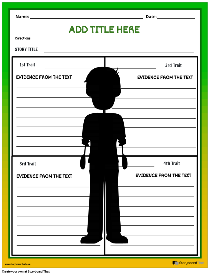 Worksheet for comparing character traits in two passages for fifth graders