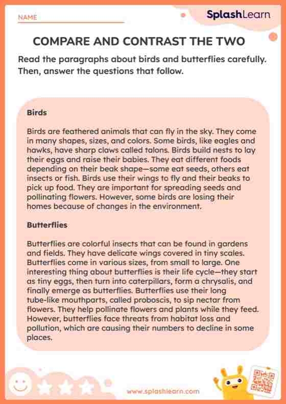 Worksheet for comparing and contrasting two short stories in a graphic organizer
