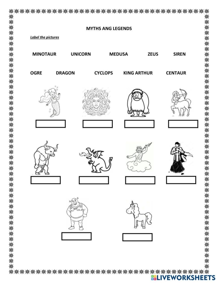 Educational image illustrating a worksheet designed for comparing and contrasting two different cultural myths Fifth-grade students engaging with a Compare and Contrast Myths worksheet featuring myths from diverse cultures