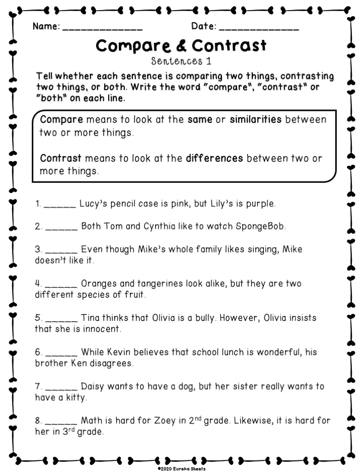 Worksheet for comparing and contrasting passages about the platypus for second graders