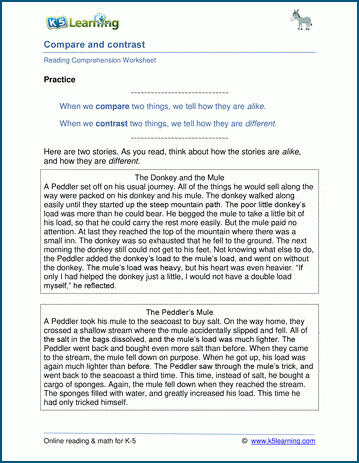 Worksheet for comparing and contrasting two short stories in a graphic organizer format