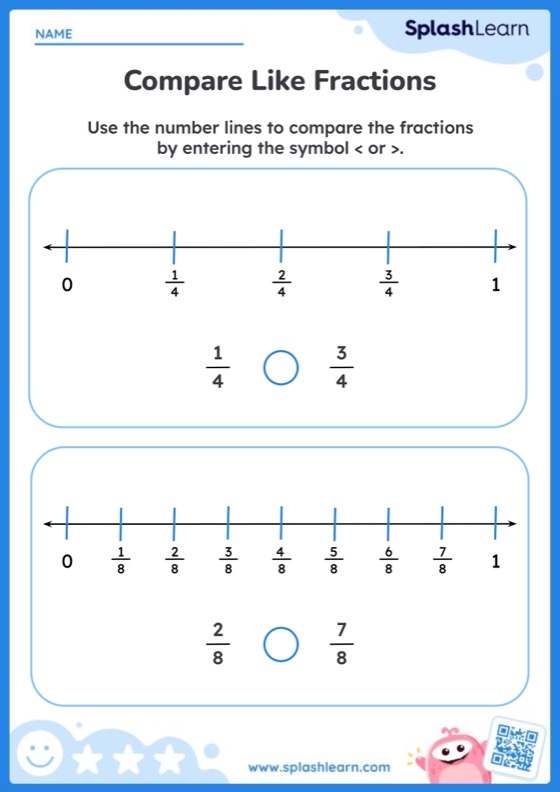 Comparing Like Fractions With Tape Diagrams Worksheet 15 Third grade students using tape diagrams to compare like fractions worksheet