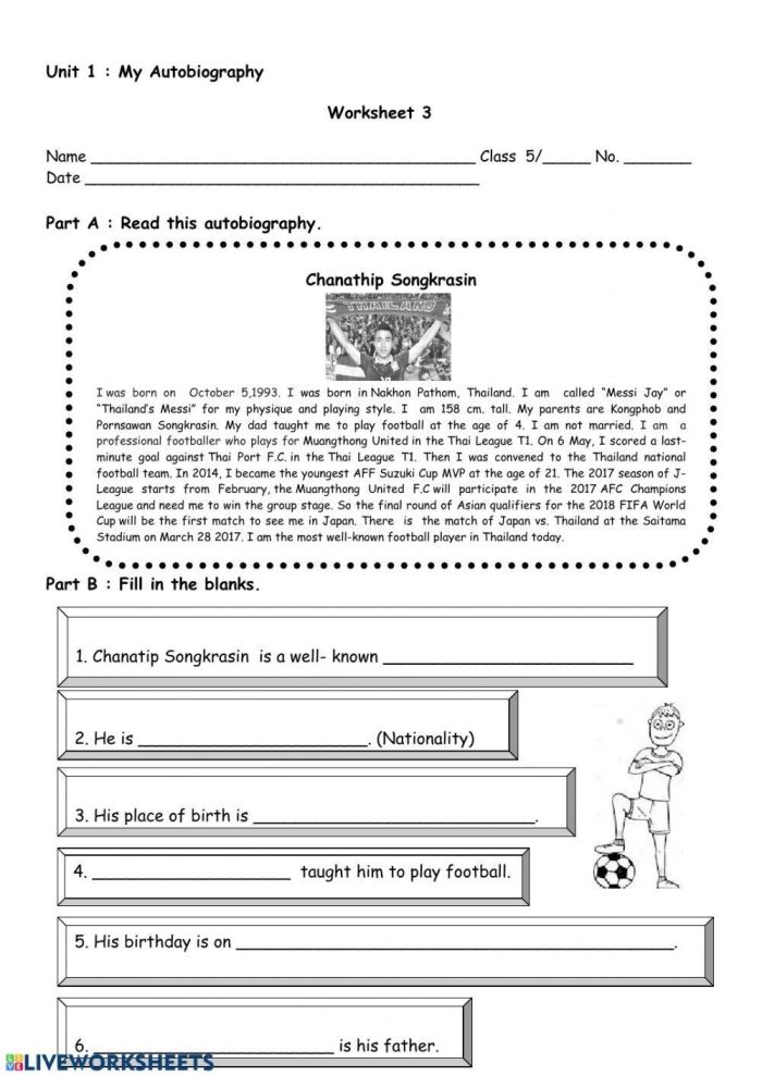 Sixth grade graphic organizer worksheet for comparing biographies autobiographies and memoirs
