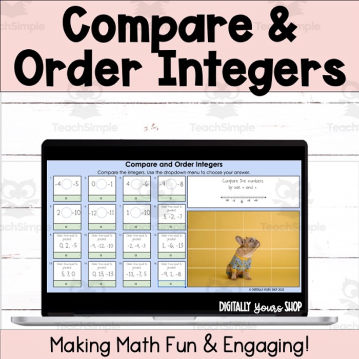 Compare and Order Integers Part 1 Worksheet Number 25 Sixth grade worksheet for comparing and ordering positive and negative integers part 25