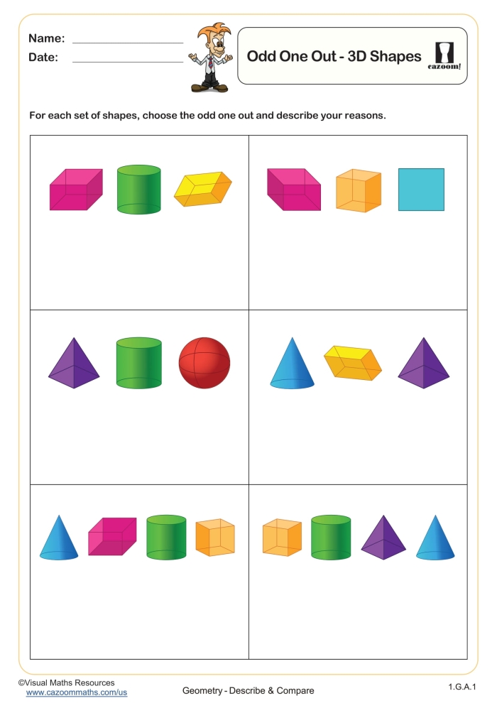 Comparing 2-D Shapes Worksheet Exercise 22 Second grade student completing a geometry chart by identifying the edges and vertices of various 2-D shapes