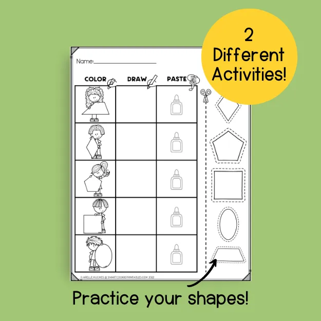 Comparing 2-D Shapes Geometry Worksheet Number 4 Second grade math worksheet for identifying edges and vertices of 2-D shapes