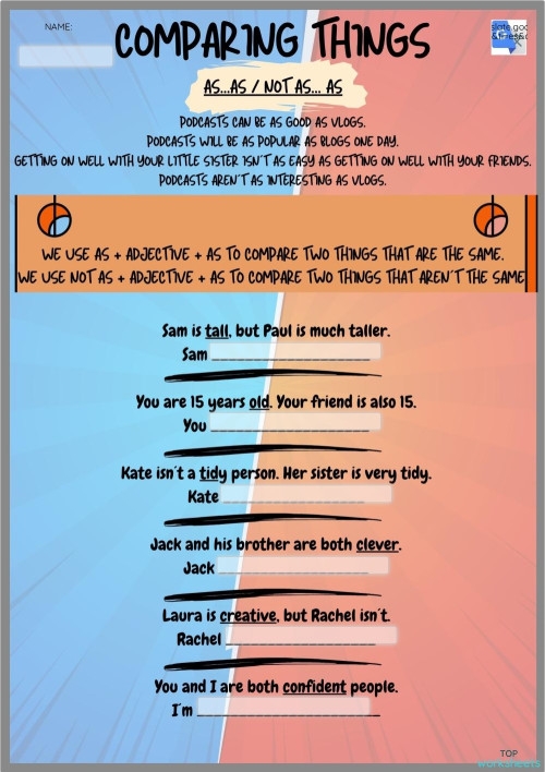 Pre-K geometry worksheet for children to practice comparing taller, older, and heavier objects