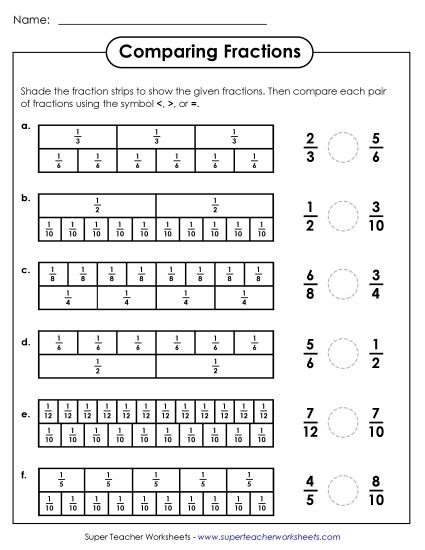 Worksheet featuring comparing fractions word problems for fourth graders