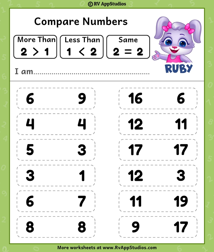 Comparing Numbers Assessment for Pre-K Students Worksheet assessing children's ability to compare numbers and quantities from 0 to 10