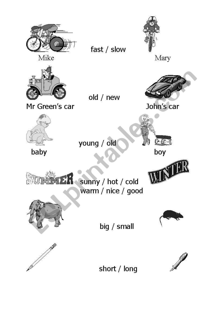 Pre-K geometry worksheet for children to practice comparing taller, older, and heavier objects