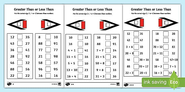 Greater Than Less Than Symbols Worksheet for 2nd Grade Math Number 20 Second grade math worksheet featuring two-digit addition problems and greater than less than symbol practice