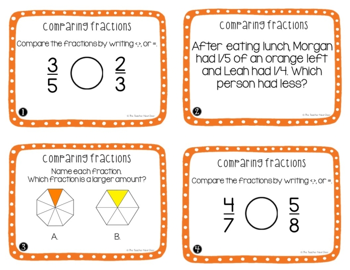 Fourth grade worksheet for comparing fractions with unlike denominators in word problems level nine