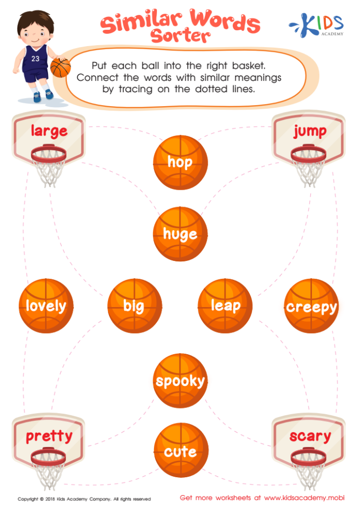 Worksheet activity showing students how to distinguish between similar words and their different implications for sixth grade language arts Sixth grade students completing a vocabulary worksheet comparing the connotations of related words to understand subtle differences in meaning