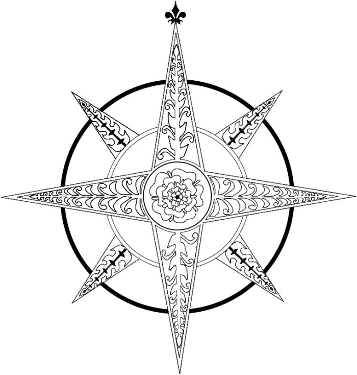 Compass rose coloring page for teaching compass directions to second graders