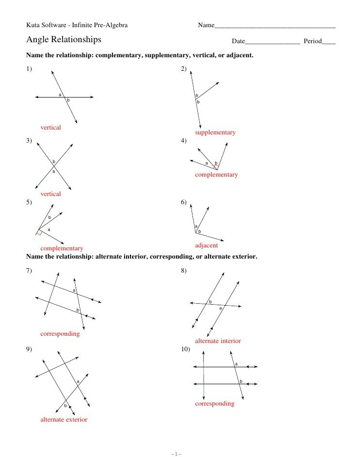 Worksheet for practicing complementary angles in seventh grade mathematics
