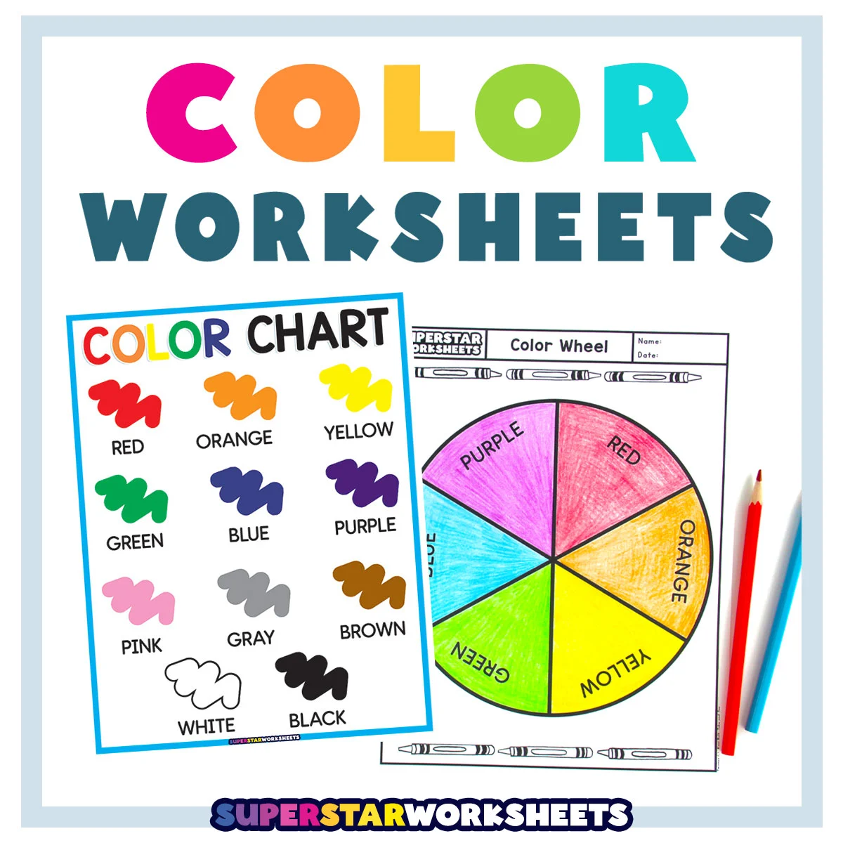 Third grade physical science worksheet exploring the concept of complementary color pairings