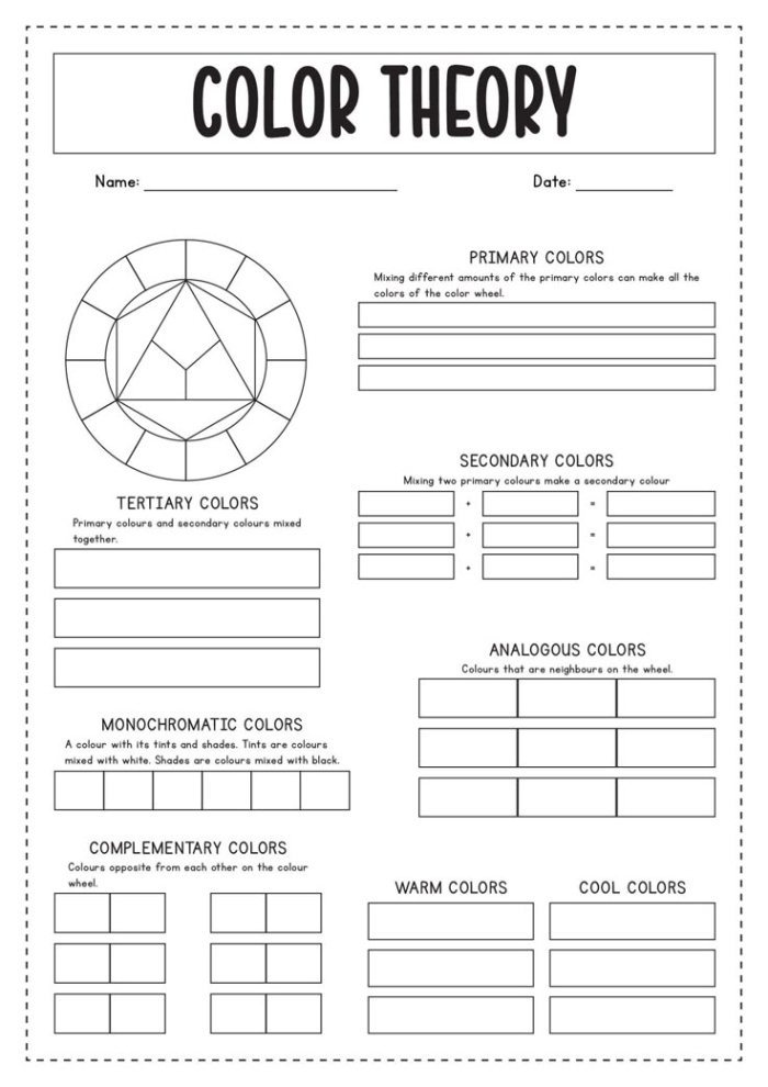 Complementary Colors worksheet for third-grade students exploring color relationships