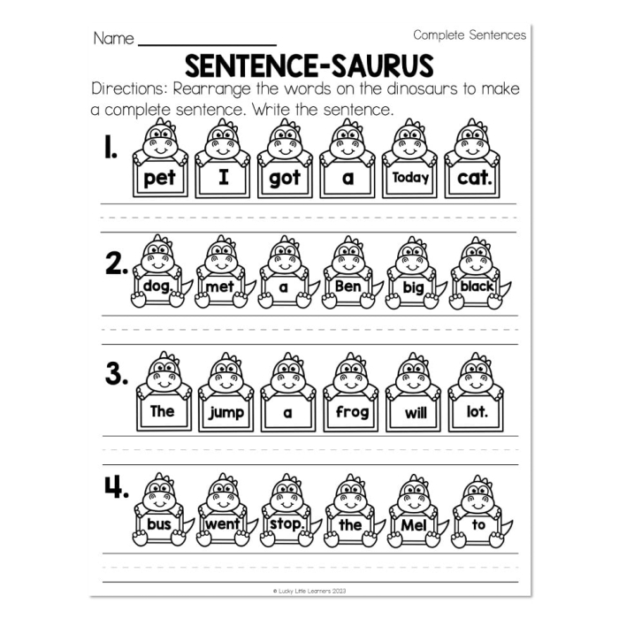 Interactive worksheet to help children practice sentence completion and syllables Complete the Sentence worksheet for second graders focusing on nouns and verbs
