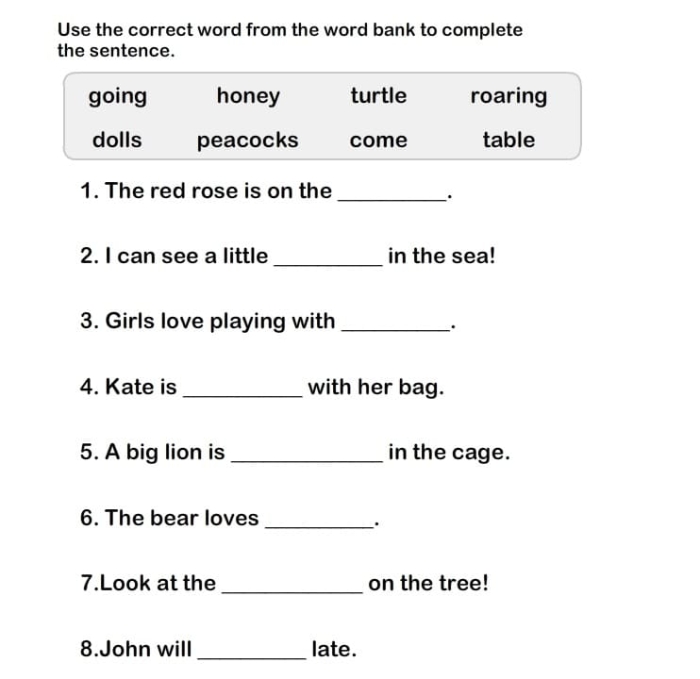 Engaging sentence completion activity for young learners to enhance their language skills Complete the Sentence worksheet for second graders focusing on nouns and verbs