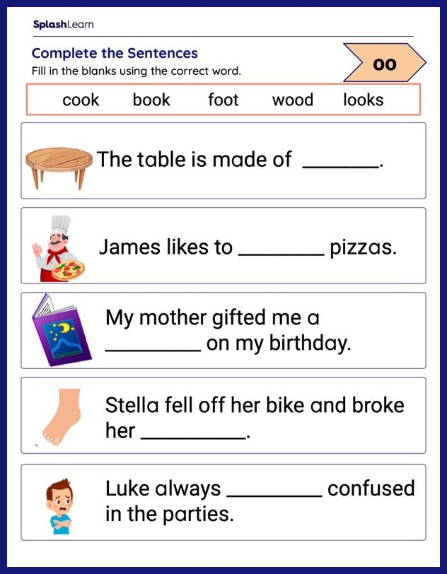 Fun and engaging sentence completion activity for young learners in second grade Complete the Sentence worksheet designed for 2nd graders to practice nouns and verbs