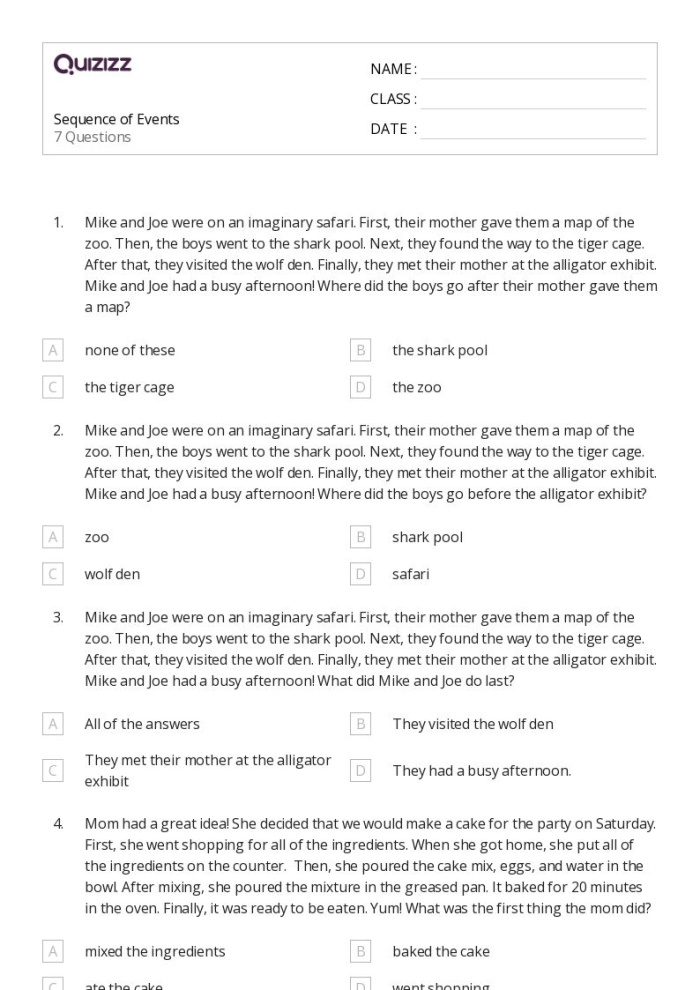 Seventh grade math worksheet showing sample space examples for compound events with organized lists and tree diagrams