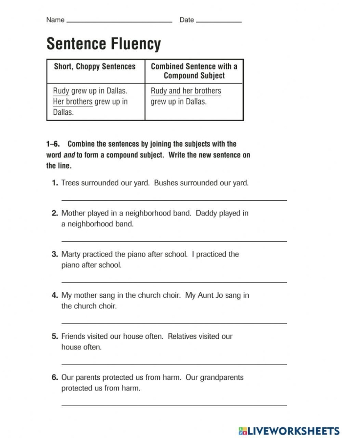 Fun exercise for building compound sentences in physical science lessons Compound Your Sentences worksheet for third graders engaging in small-group activities