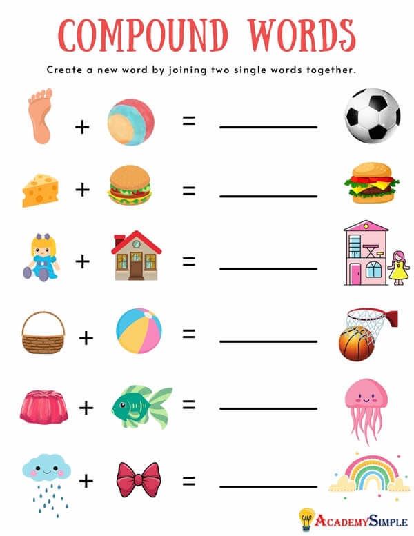 Compound Words 3 Measurement Worksheet Number 20 Second grade students combining two individual words to form a new compound word in a printable worksheet