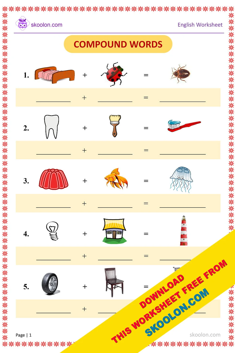 Word Addition Compound Words 3 Worksheet for Second Grade Measurement Lesson Second grade compound words worksheet showing how to combine gold and fish into goldfish