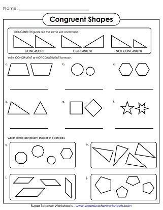 Shape Basics Congruent Shapes Worksheet 24 Second grade worksheet for identifying congruent shapes and geometry basics