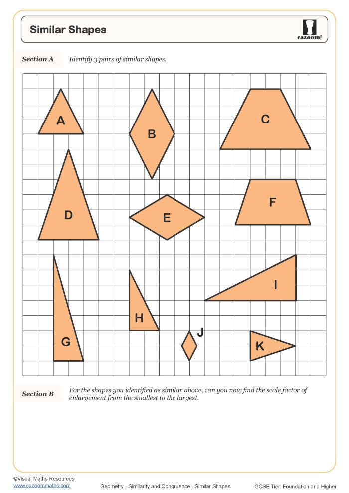Shape Basics Congruent Shapes Worksheet 13 Second grade students practicing geometry by identifying congruent shapes on worksheet thirteen