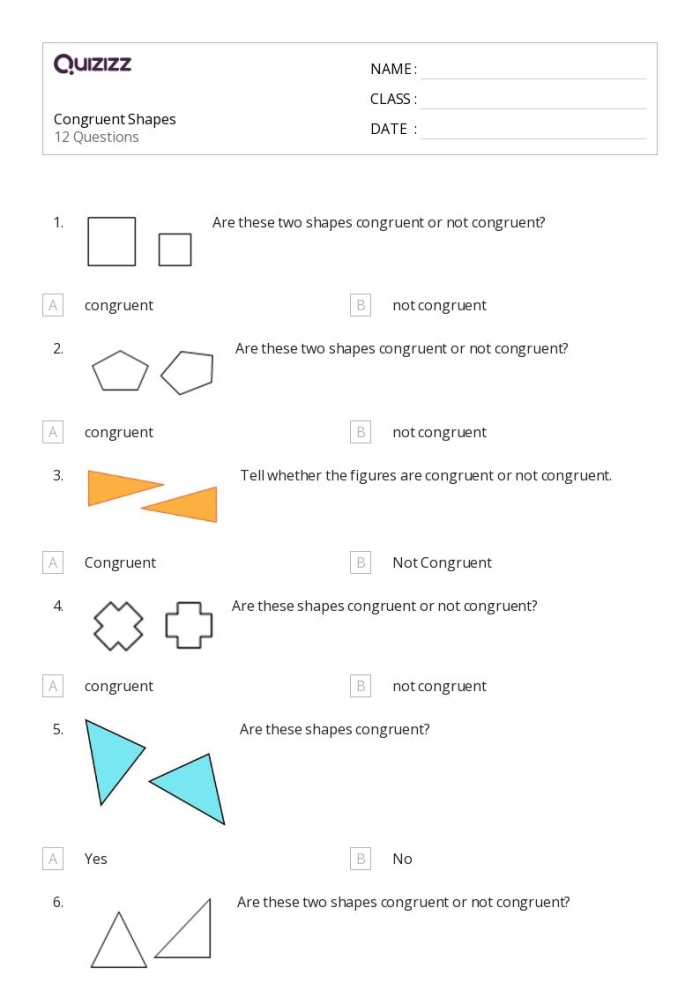 Shape Basics Congruent Shapes Math Worksheet Number 23 Second grade student completing a worksheet on identifying congruent geometric shapes