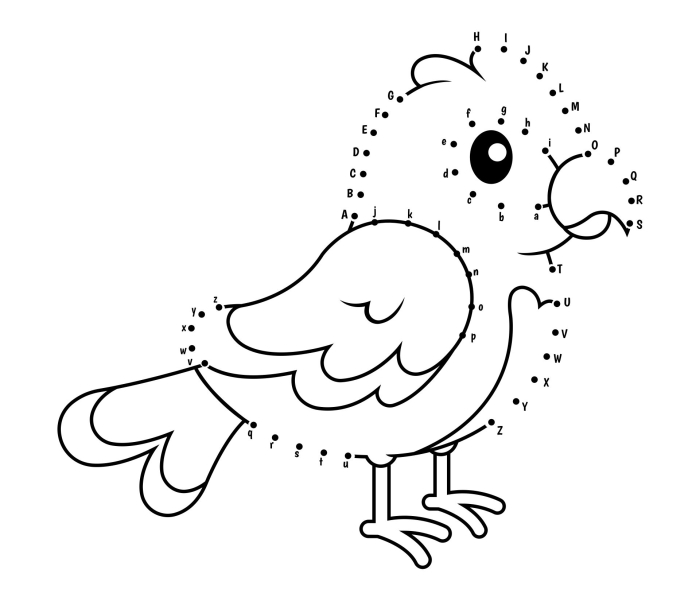 Connect-the-Dots worksheet featuring a dinosaur to help preschoolers practice lowercase letters and fine motor skills