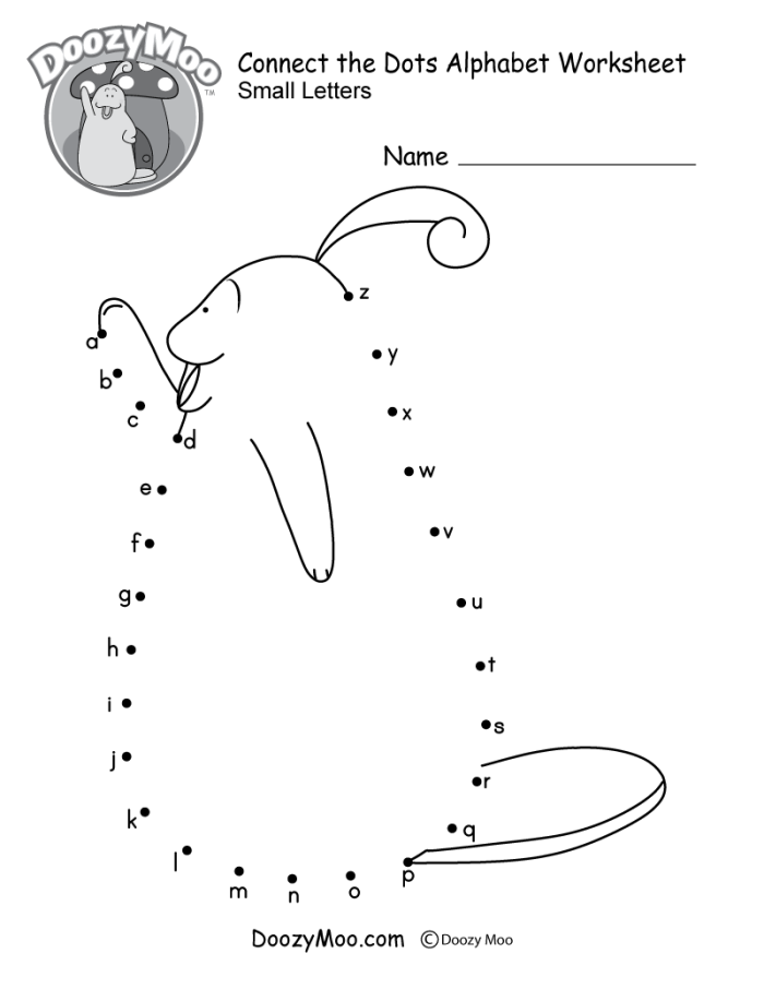 Pre-K dinosaur connect-the-dots activity featuring lowercase letters for space science study