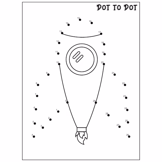 Fun connect the dots rocket worksheet for kindergarten counting practice