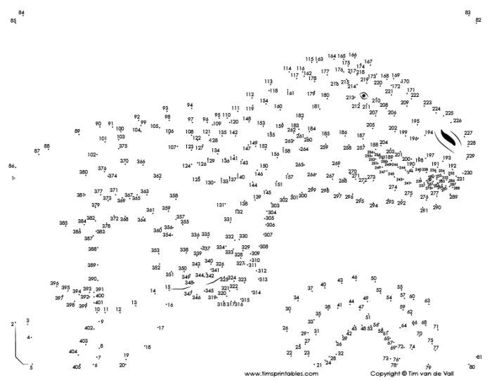 Toothy T-Rex connect the dots worksheet for kindergarten counting practice