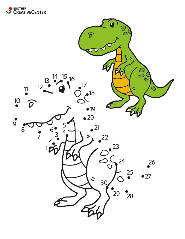 Colorful connect the dots worksheet featuring a T-Rex for kindergarten students to practice counting from 1 to 45. Engaging T-Rex connect the dots activity designed for young learners in life science.