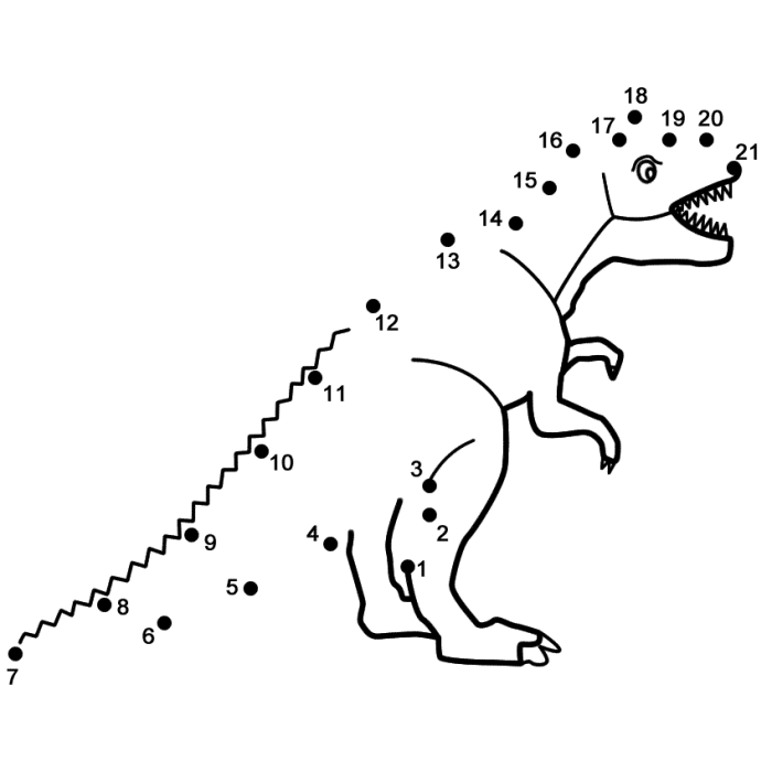 A fun Connect the Dots worksheet featuring a toothy T-Rex for kindergarten students to practice counting from 1 to 45. Engage young learners with this interactive T-Rex dot-to-dot activity for life science.